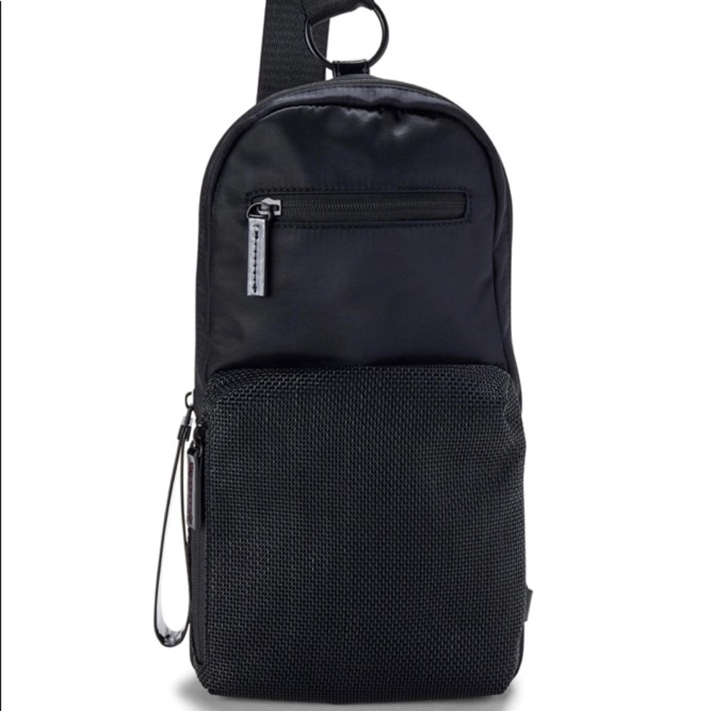 Black sling crossbody shoulder bag
